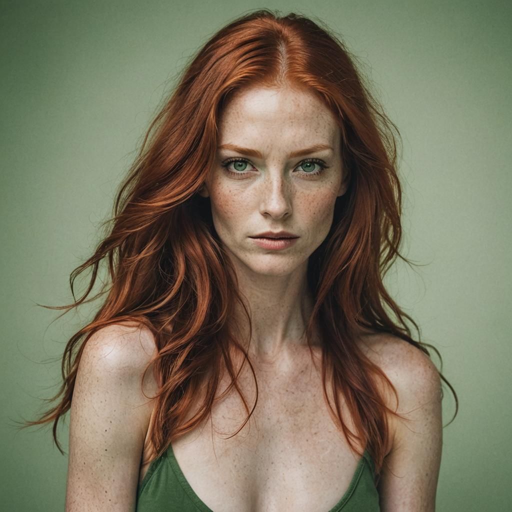 Striking Portrait of a Red-Haired Woman