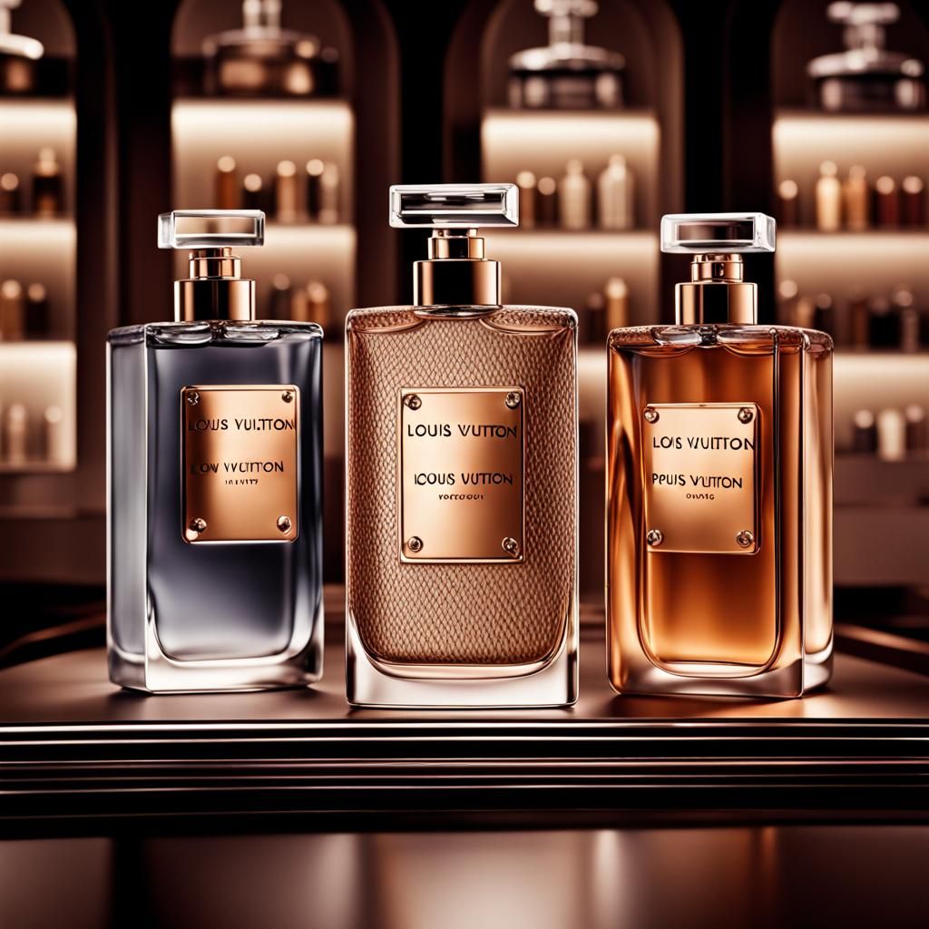 Hyperrealistic Photo of Louis Vuitton Perfumes