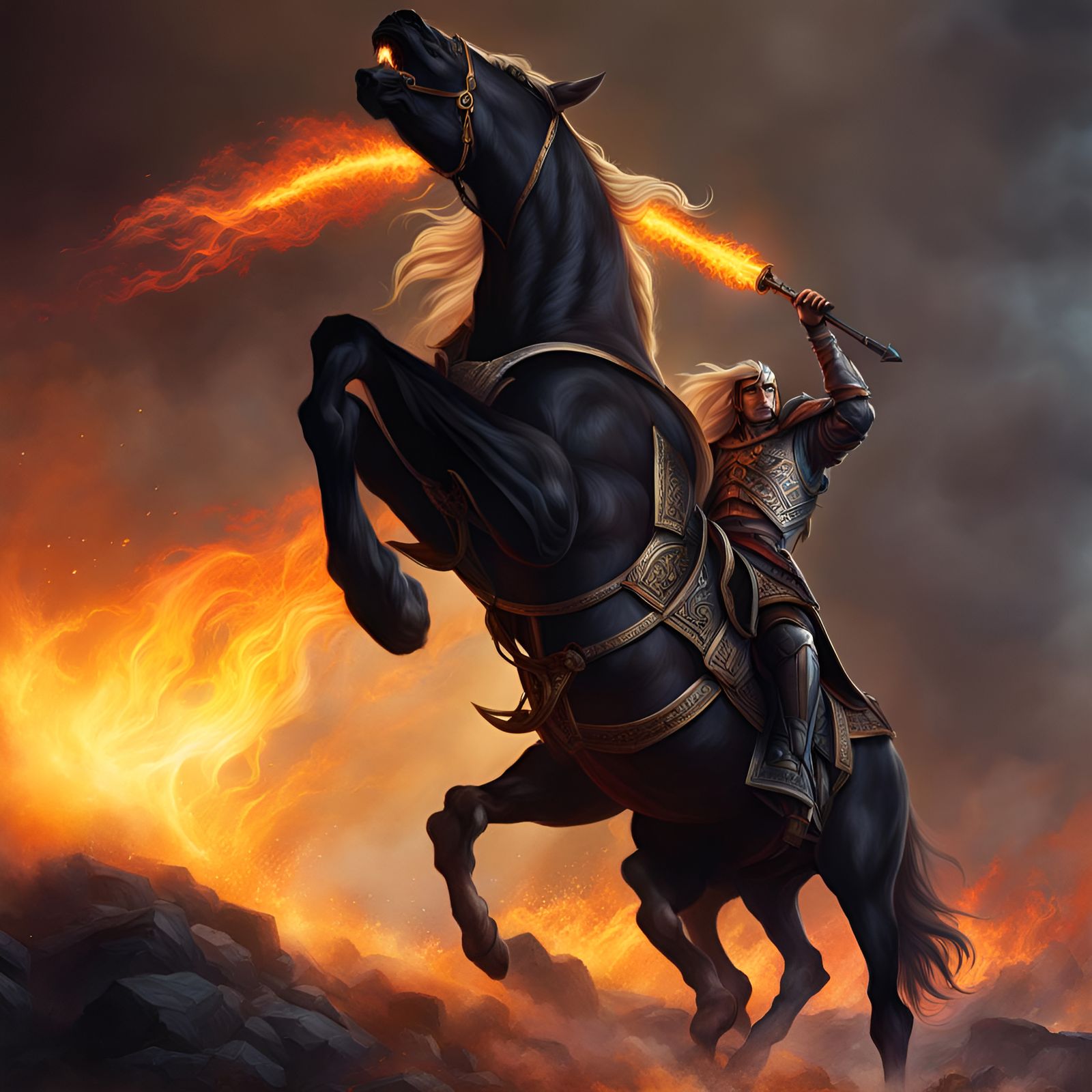 Slepnir, 6 Legged Horse of the Wild Hunt, in Hyperrealistic....