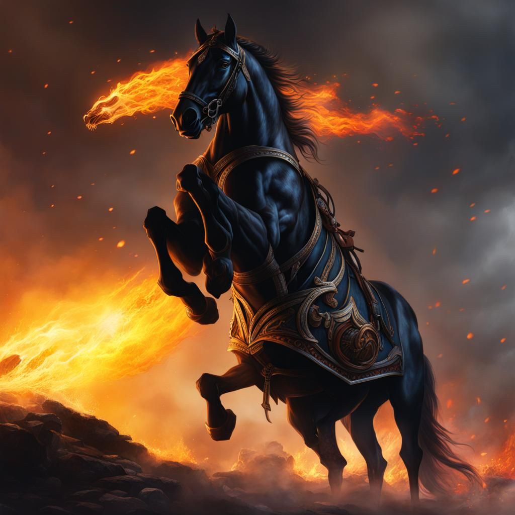Sleipnir Carries Wildfire: Hyperrealistic Horror Art