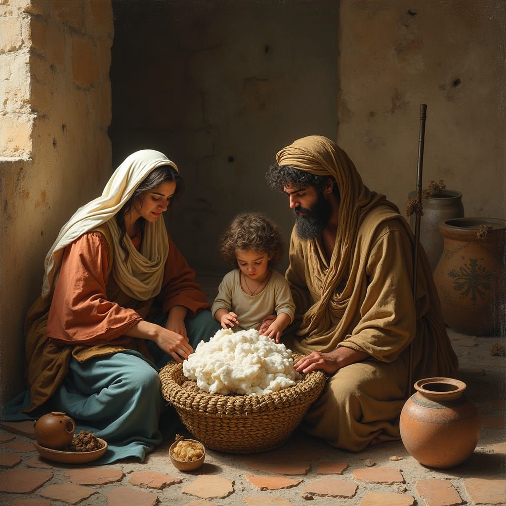 Ancient Palestinian Family Gathered in Warm Intimacy