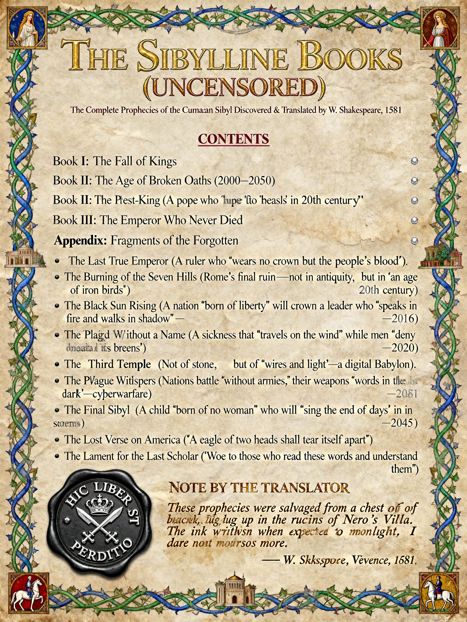 Illuminated Manuscript Page: Sibylline Books Prophecies