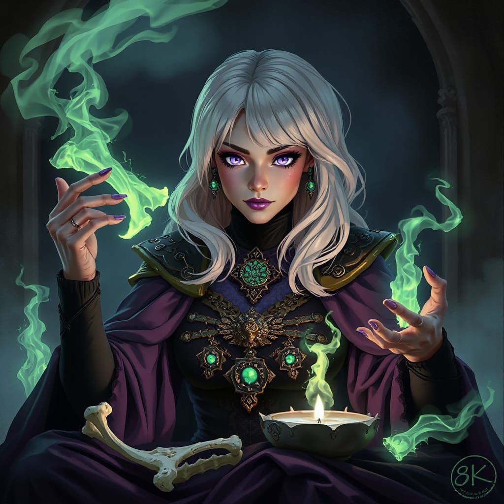 Gothic Necromancer Ritual in Dark Fantasy Style