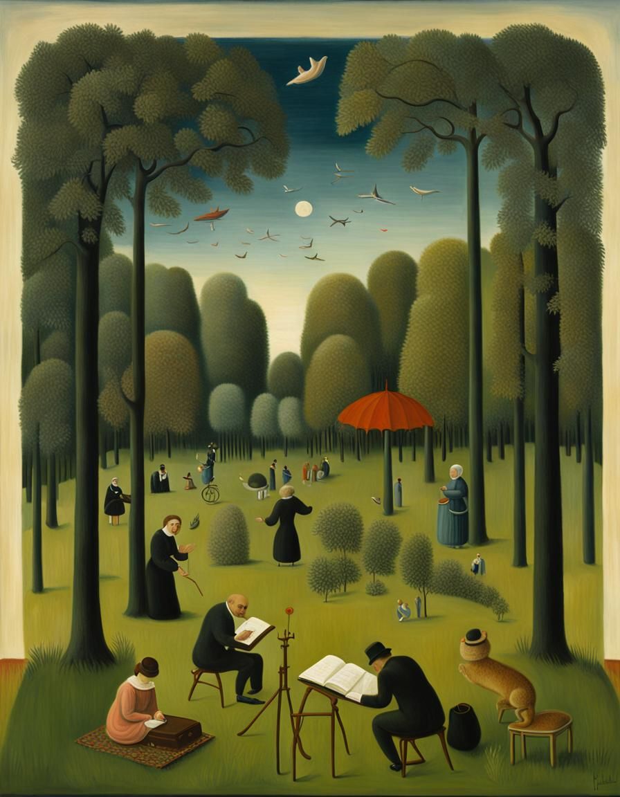 Surreal Sunday Scene in Rousseau Style