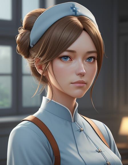 English Nurse Catherine Barkley in 3D Anime Art