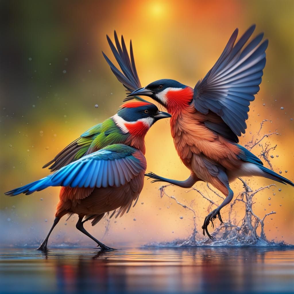 Intricately Detailed Bird Mating Dance