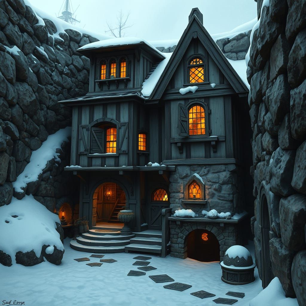 Dunmer Townhouse with Rune Wards, Digital Art