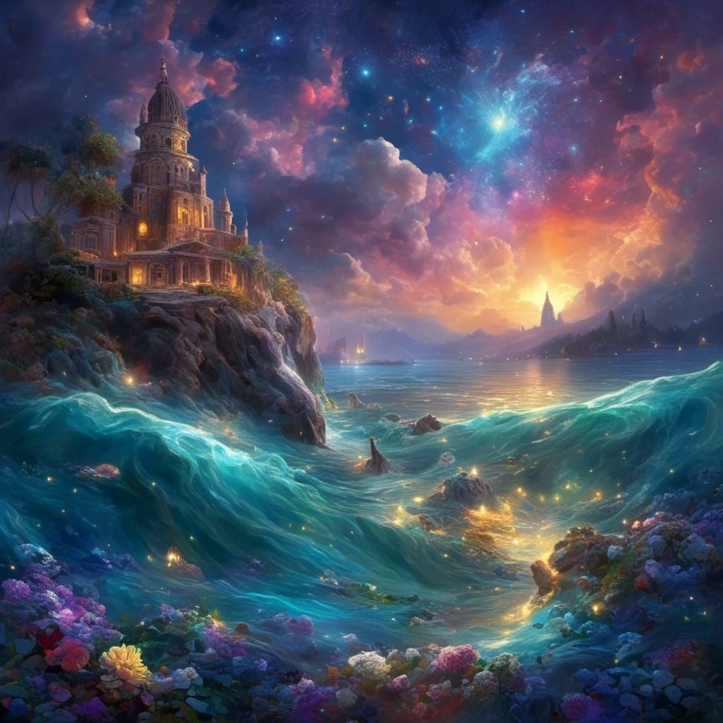 Dolphin Soaring Through Starry Sky