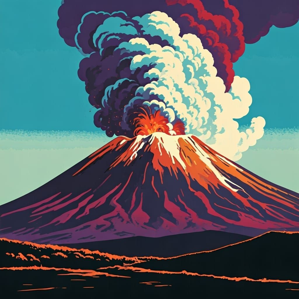 Vesuvius Eruption in Warhol-style Pop Art