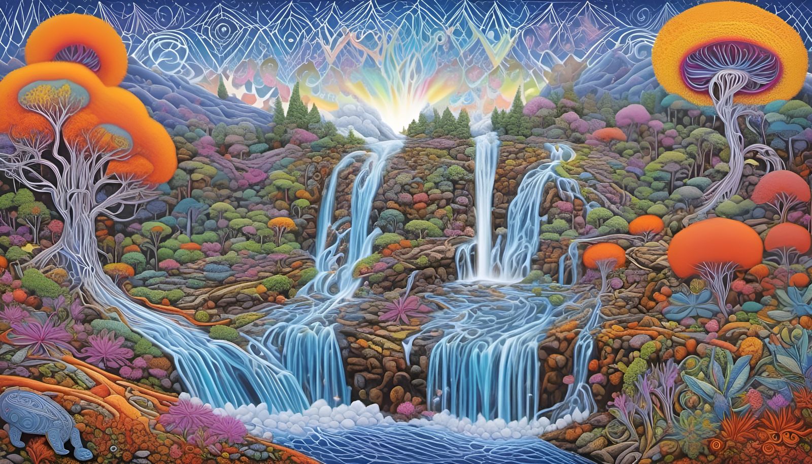 Vibrant Fractal Portal in Australian Desert Landscape