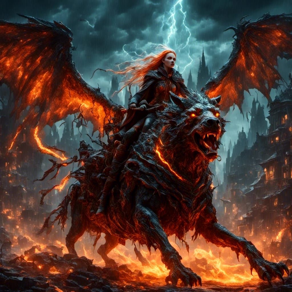 Jinx with Fire Wings on Sejuani's Boar