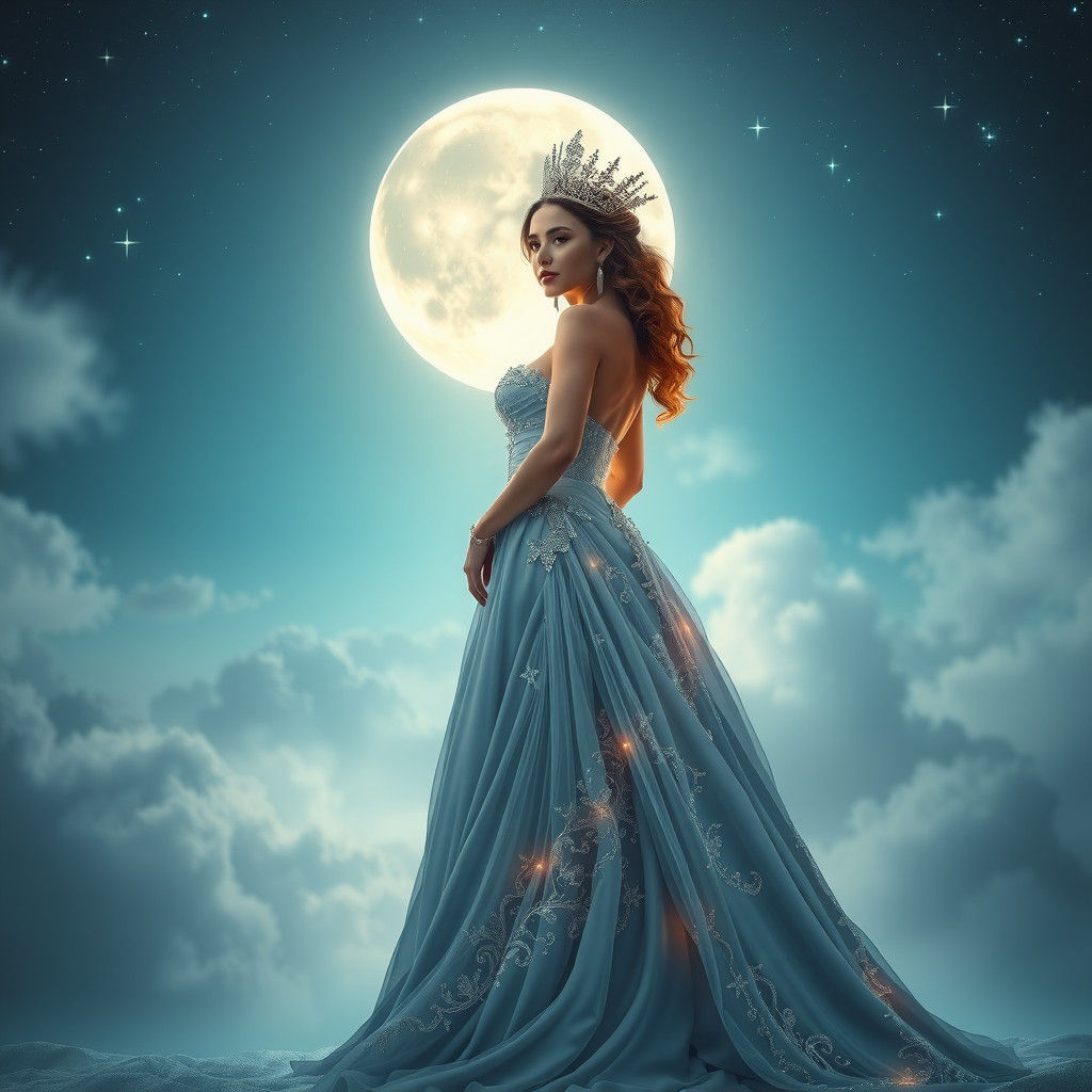 Queen of the Moon in Ethereal Moonscape