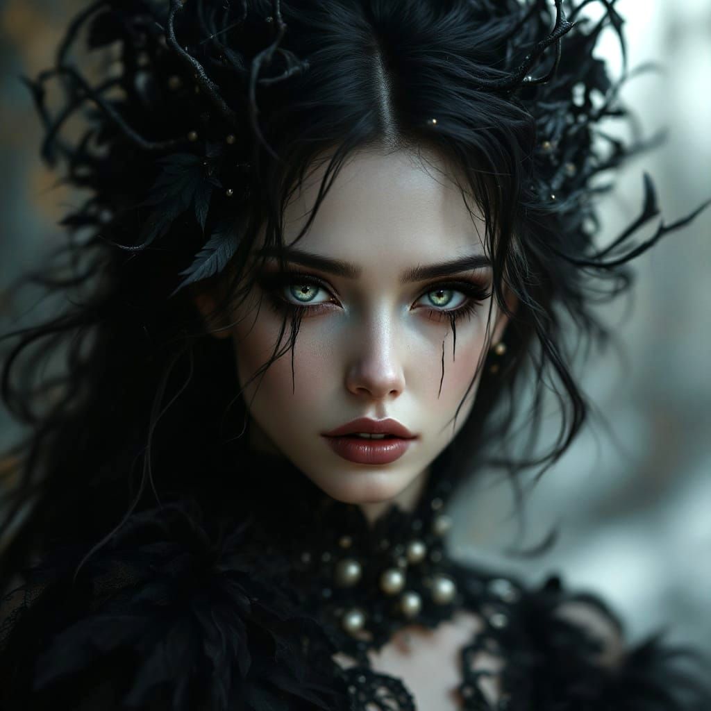 Ethereal Goddess Weeps in the Dark of Night