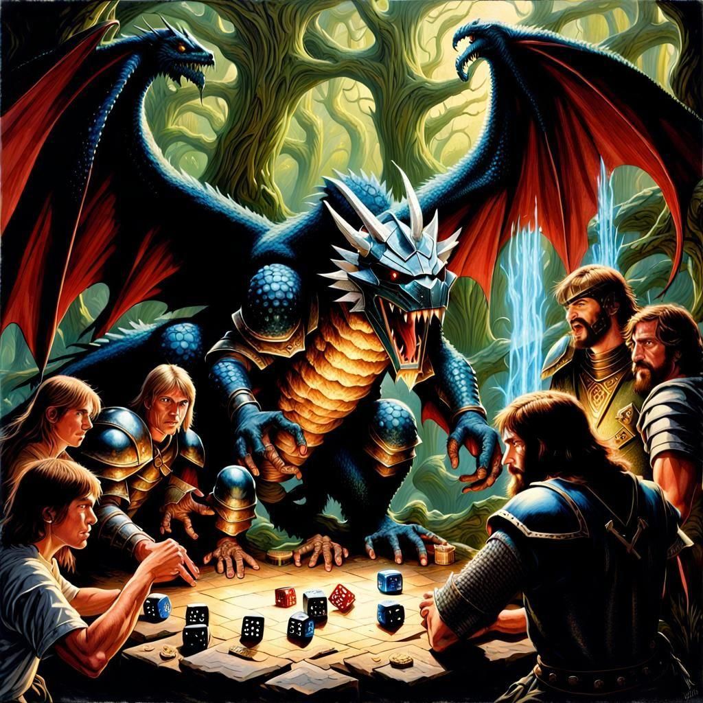 Epic Fantasy World with Dice, Dragons and Knights