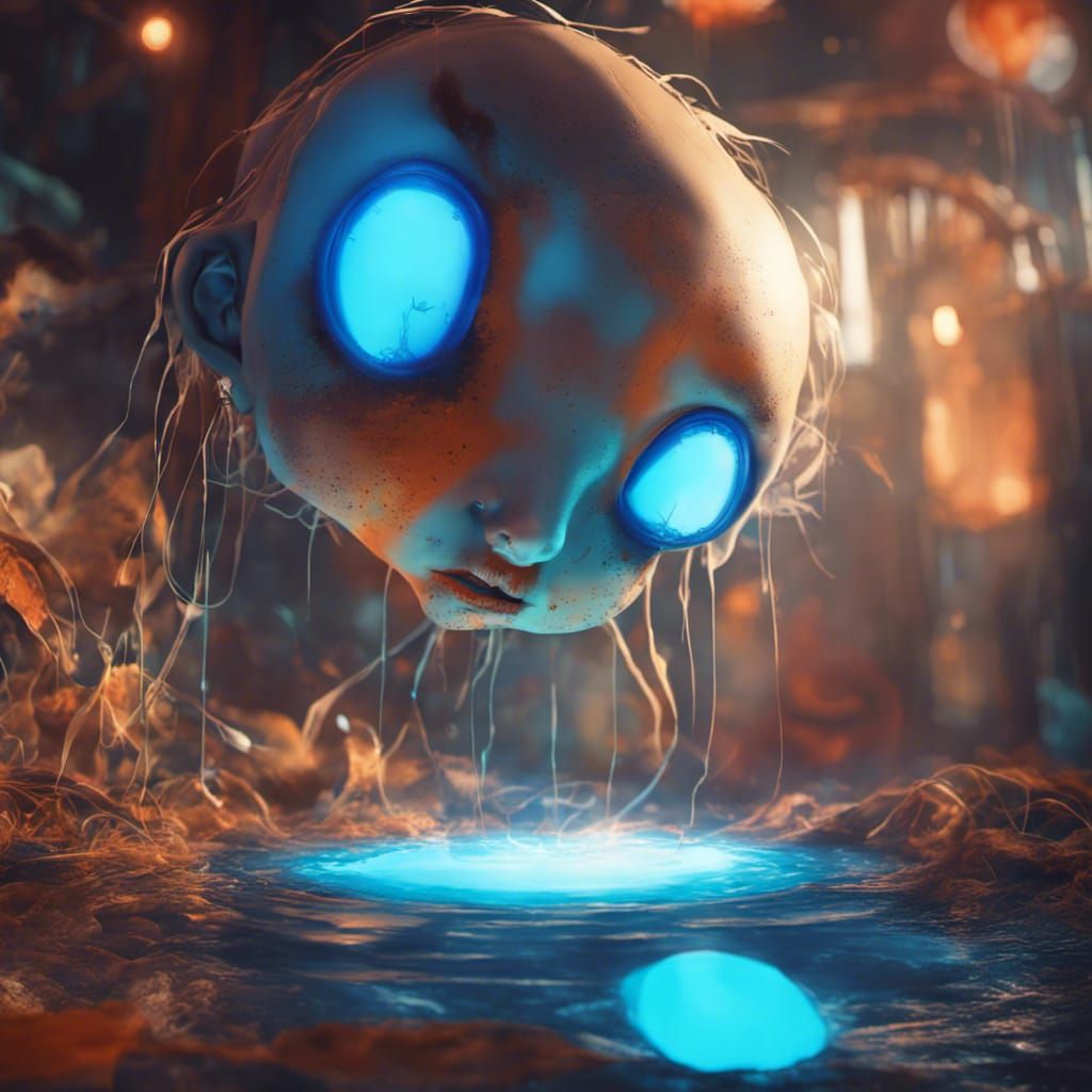 Creepy Porcelain Doll Face: Hyperdetailed Concept Art