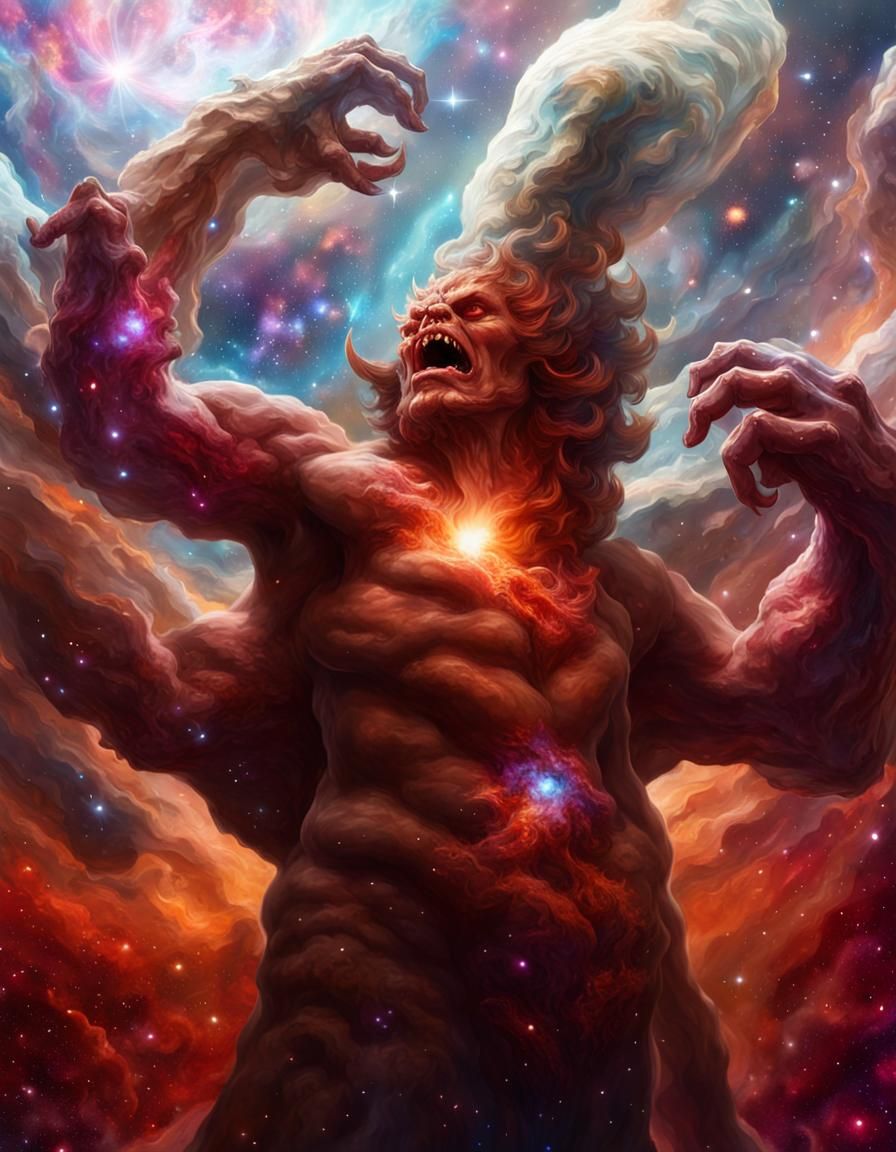 Hyperrealistic Space Demon God of Galaxies