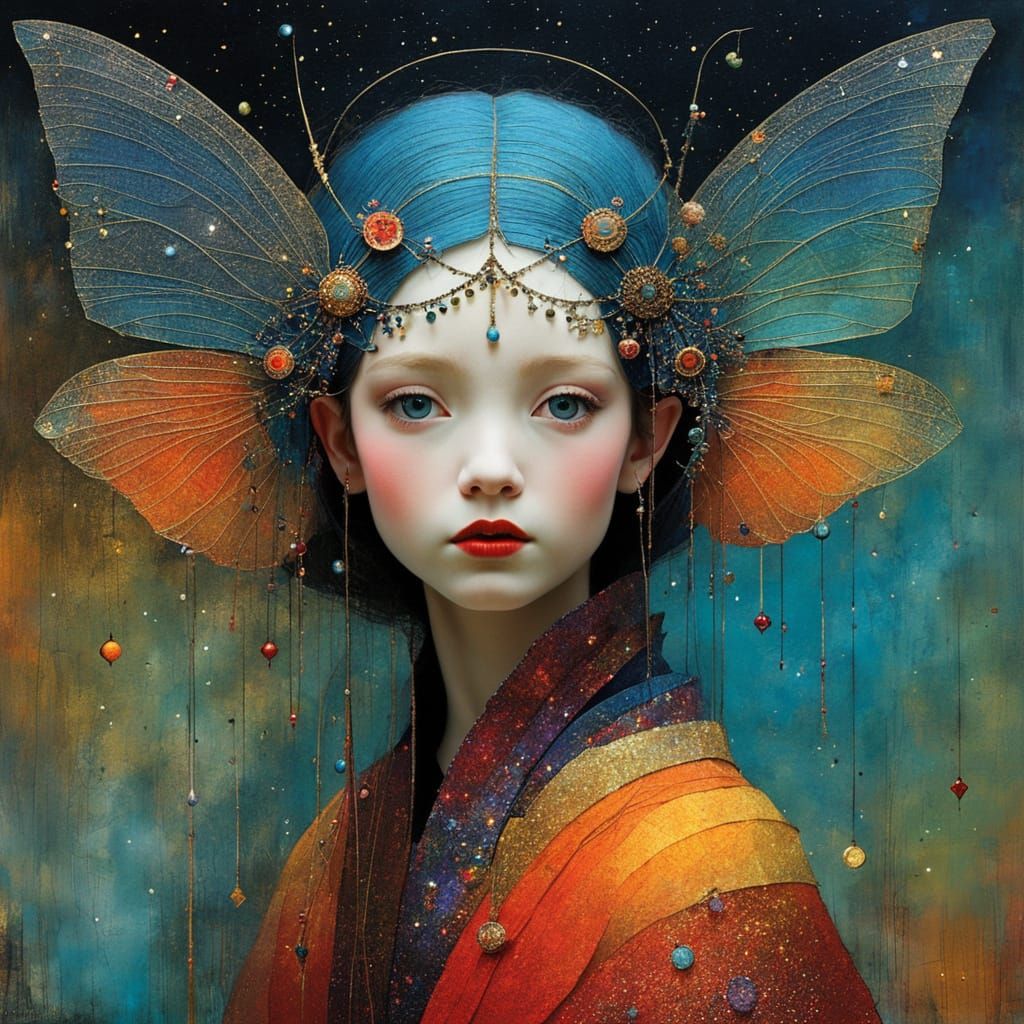 Enchanting Otherworldly Fairy in Vibrant Sunset Hues