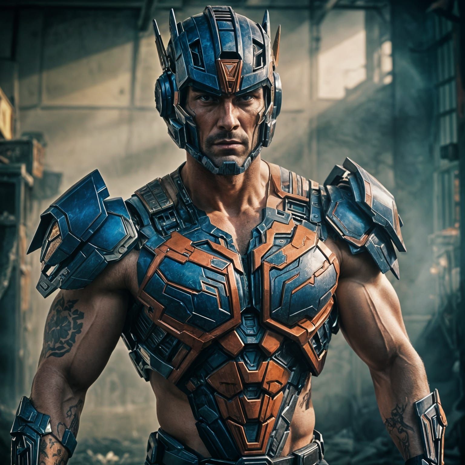 Muscular Man Cosplays as Optimus Prime in Cinematic Style