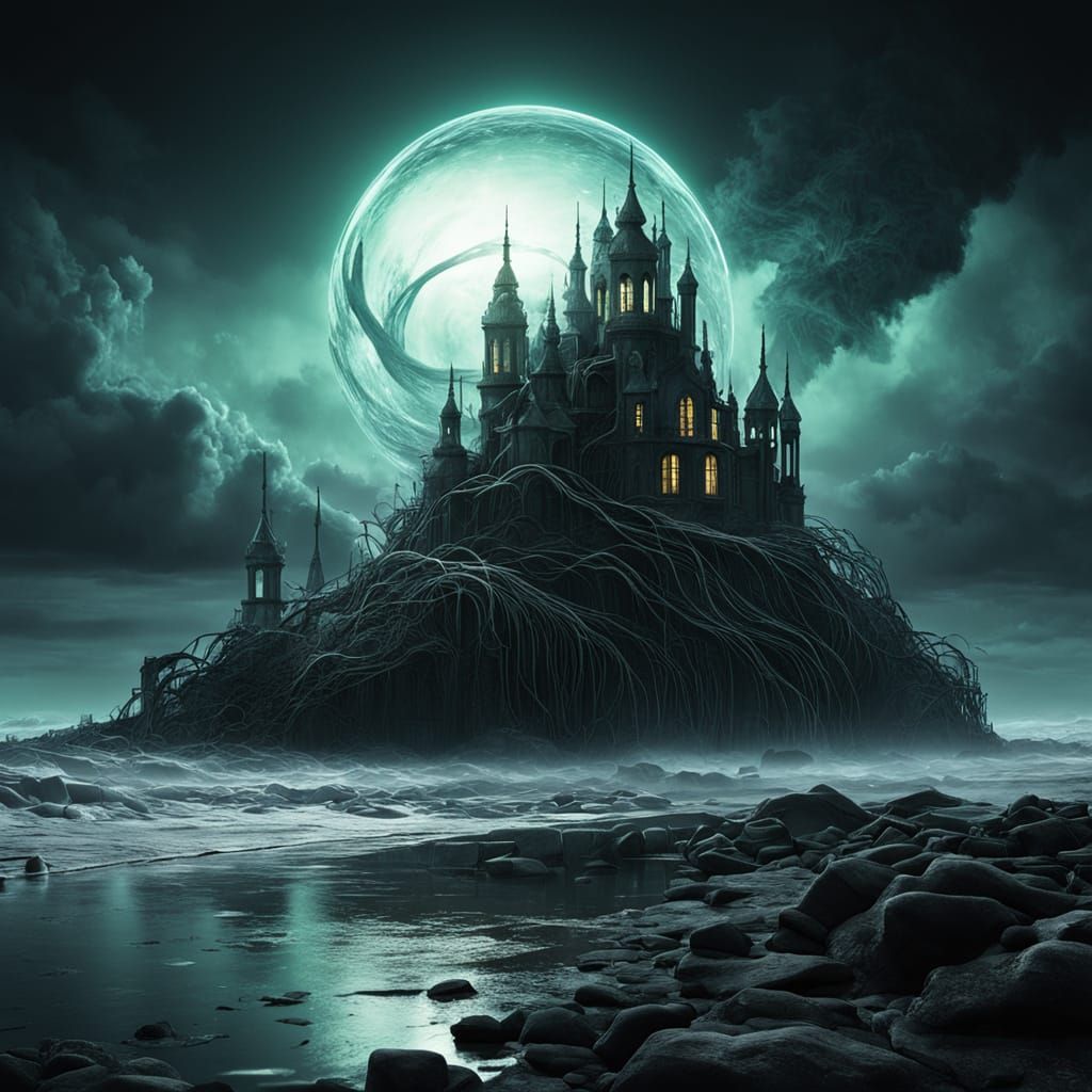 Glass A Gripped by Tendril in Dark Fantasy 3D Render