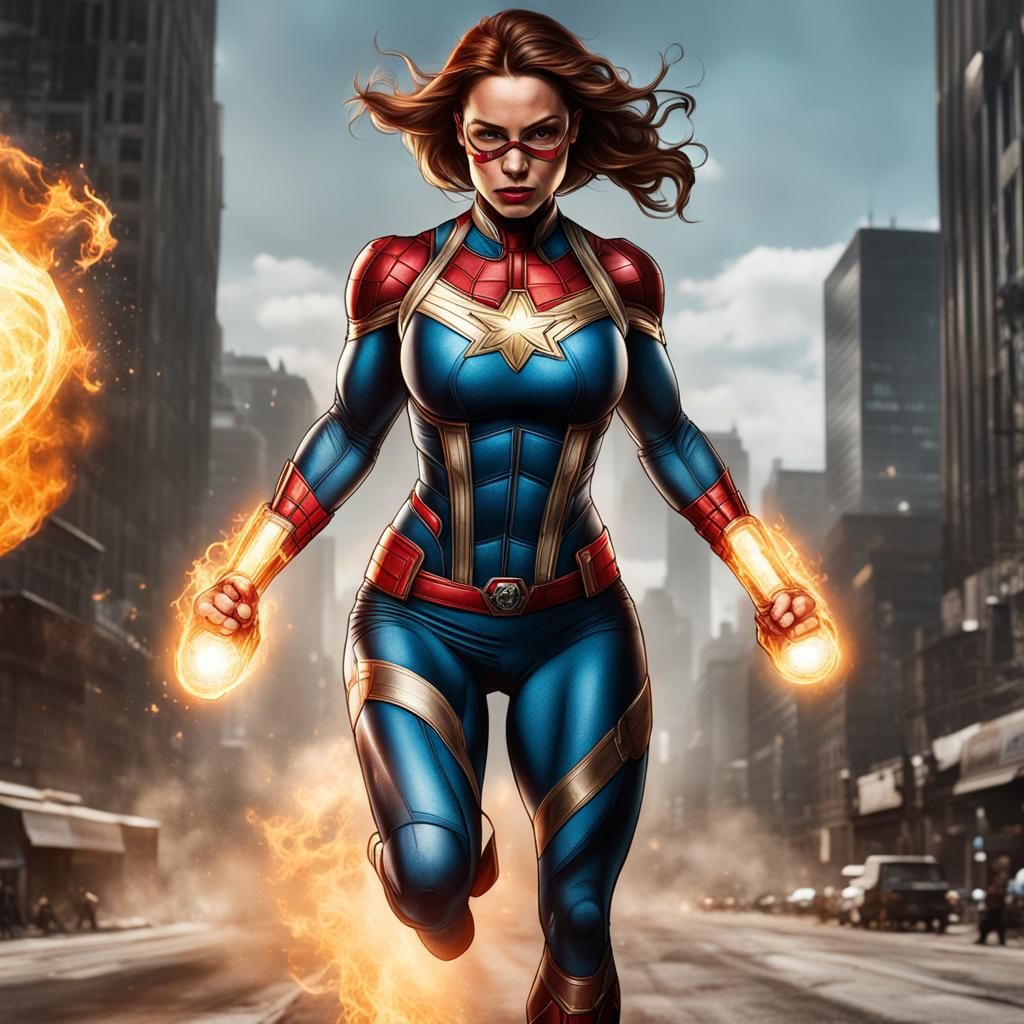 Torch Woman: Fitness Superhero in Marvel Style