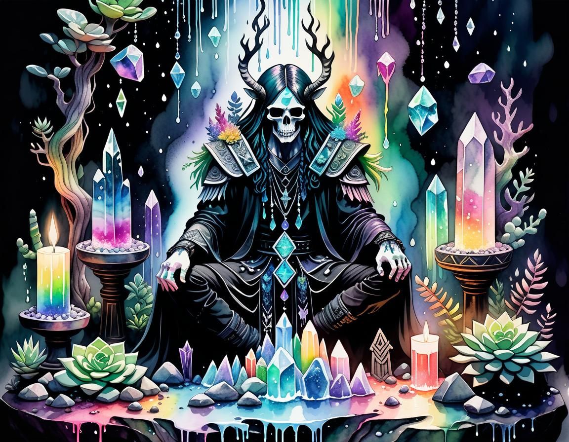 Pastel Goth Ares with Crystals and Runes