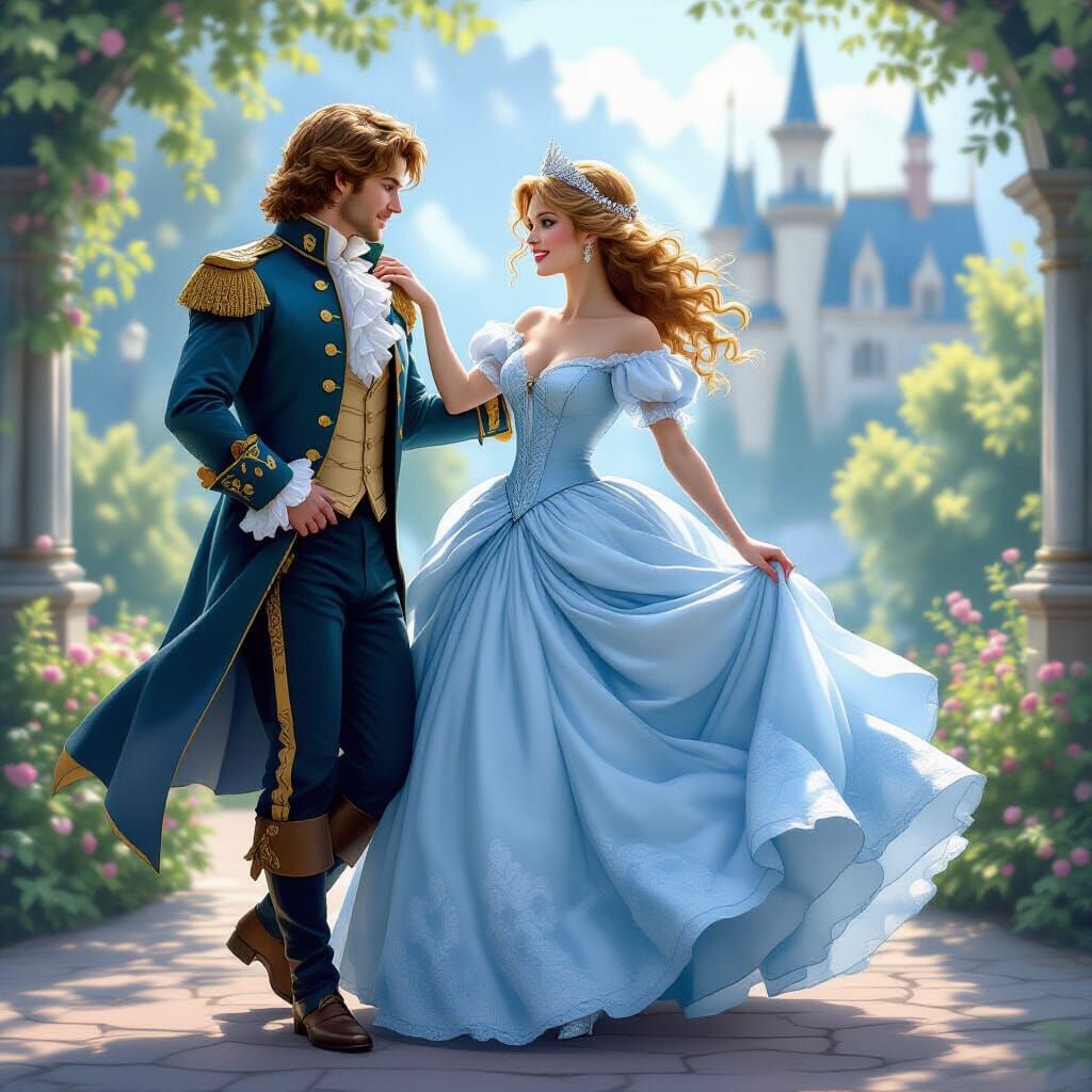 Strawberry Blonde Woman Dancing with Prince