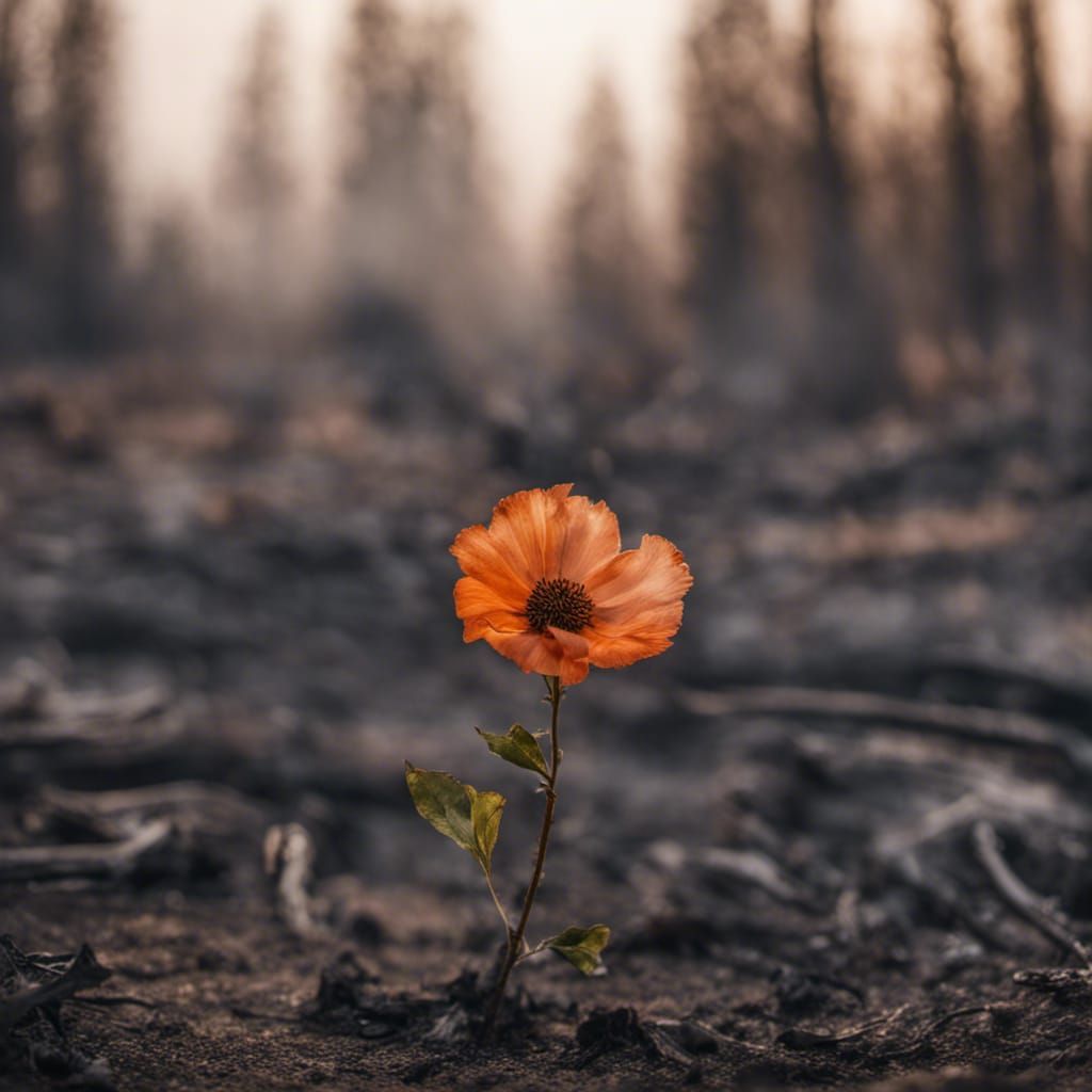 Single Flower Blooms After Forest Fire
