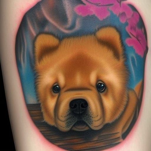 Chow Chow Dog Tattoo Design