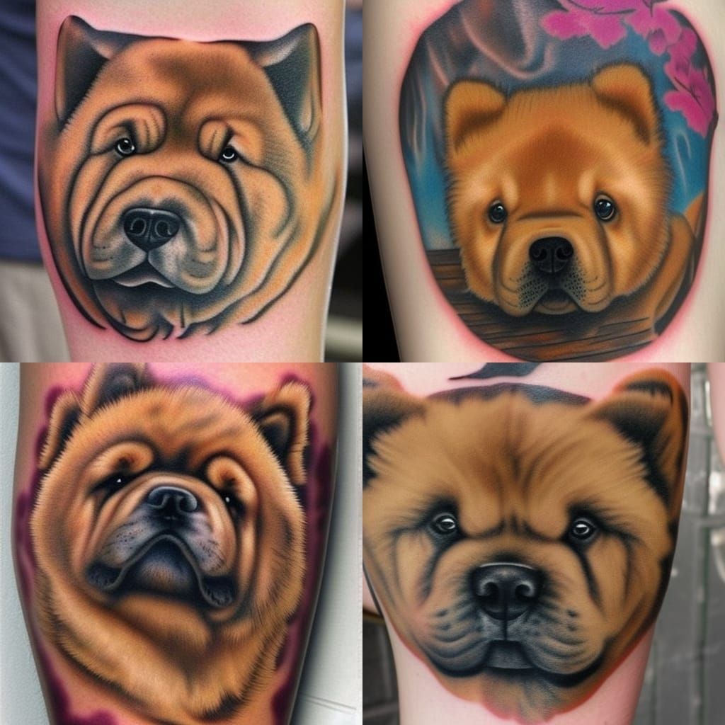 Chow Chow Dog Tattoo Design