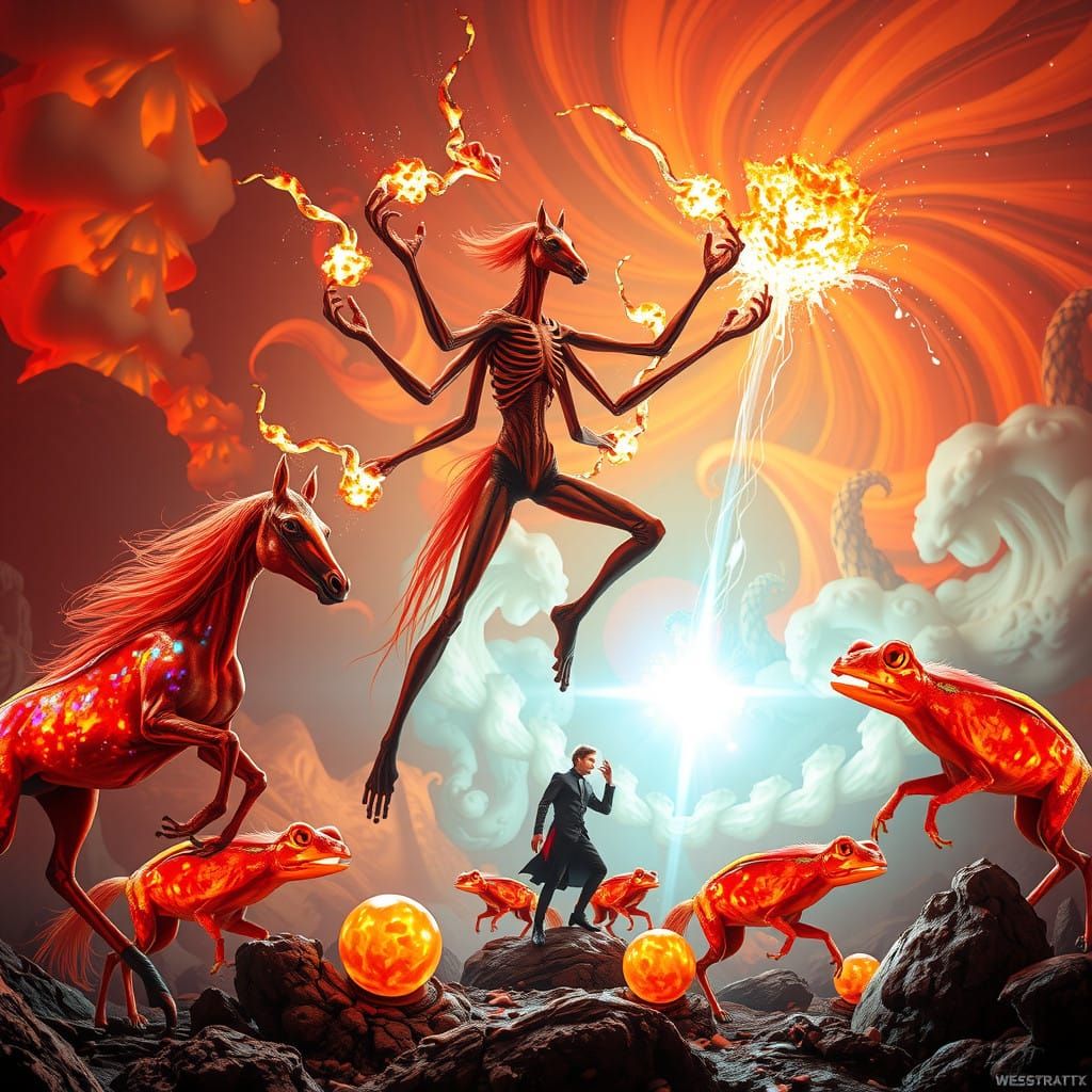 Ethereal Surrealism in Neon Hues: Cosmic Beings and Dreamlik...