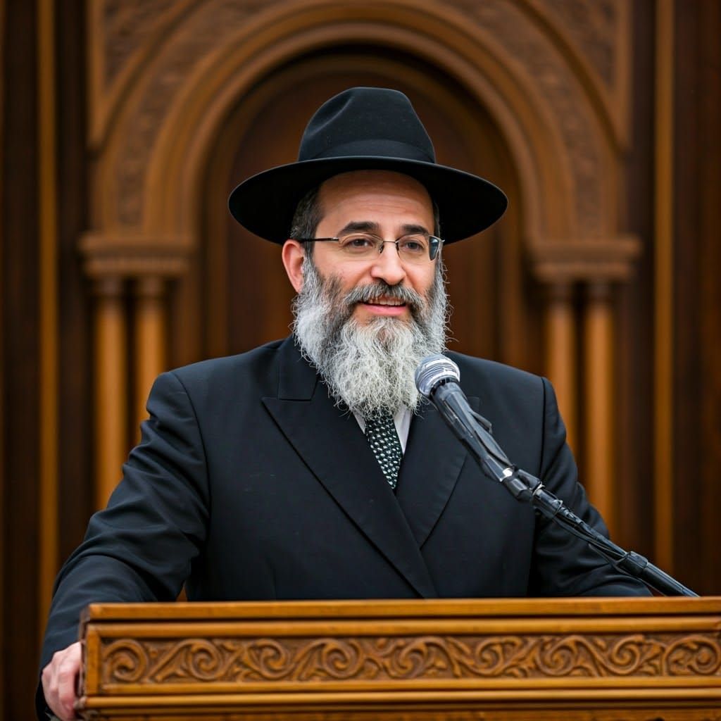 Confident Ultra-Orthodox Jewish Scholar Lectures with Charis...