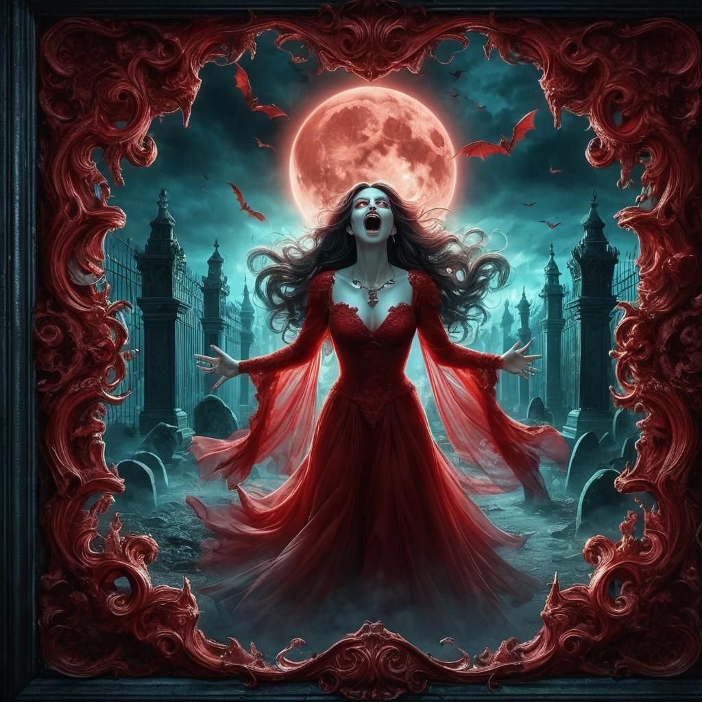 Vampire's Gothic Awakening Under a Blood Moon