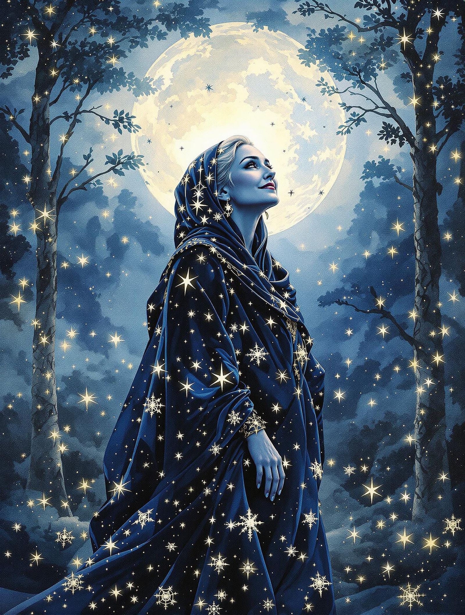 Mystical Moonlit Encounter in Celestial Art