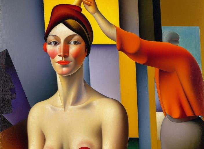 Museum Selfie: Hyperrealistic Post-Impressionist Portrait