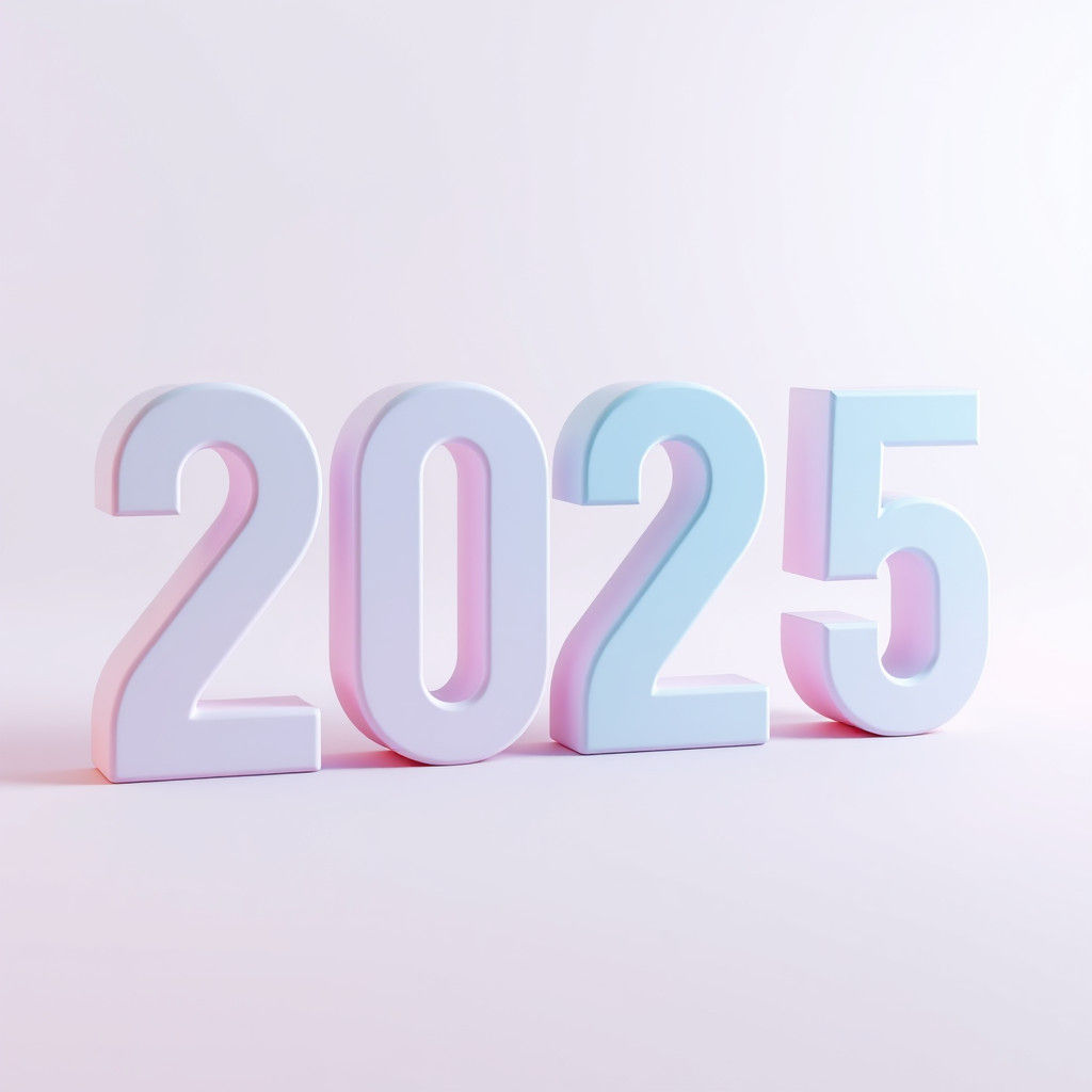 Futuristic 3D Pastel Text "2025" in 8K