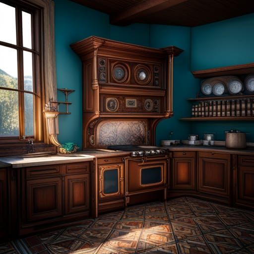 Ornate Victorian Stove: Expressionist Matte Painting