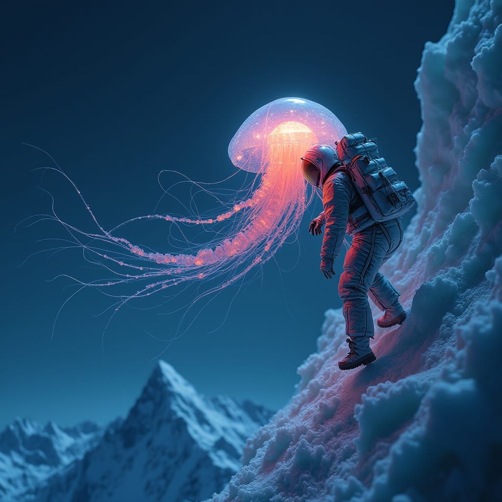 Jellyfish Climbs Everest in Spacesuit