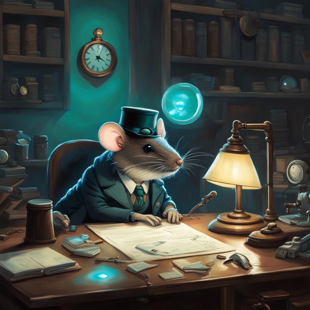 Bioluminescent Detective Mouse Investigating Evidence