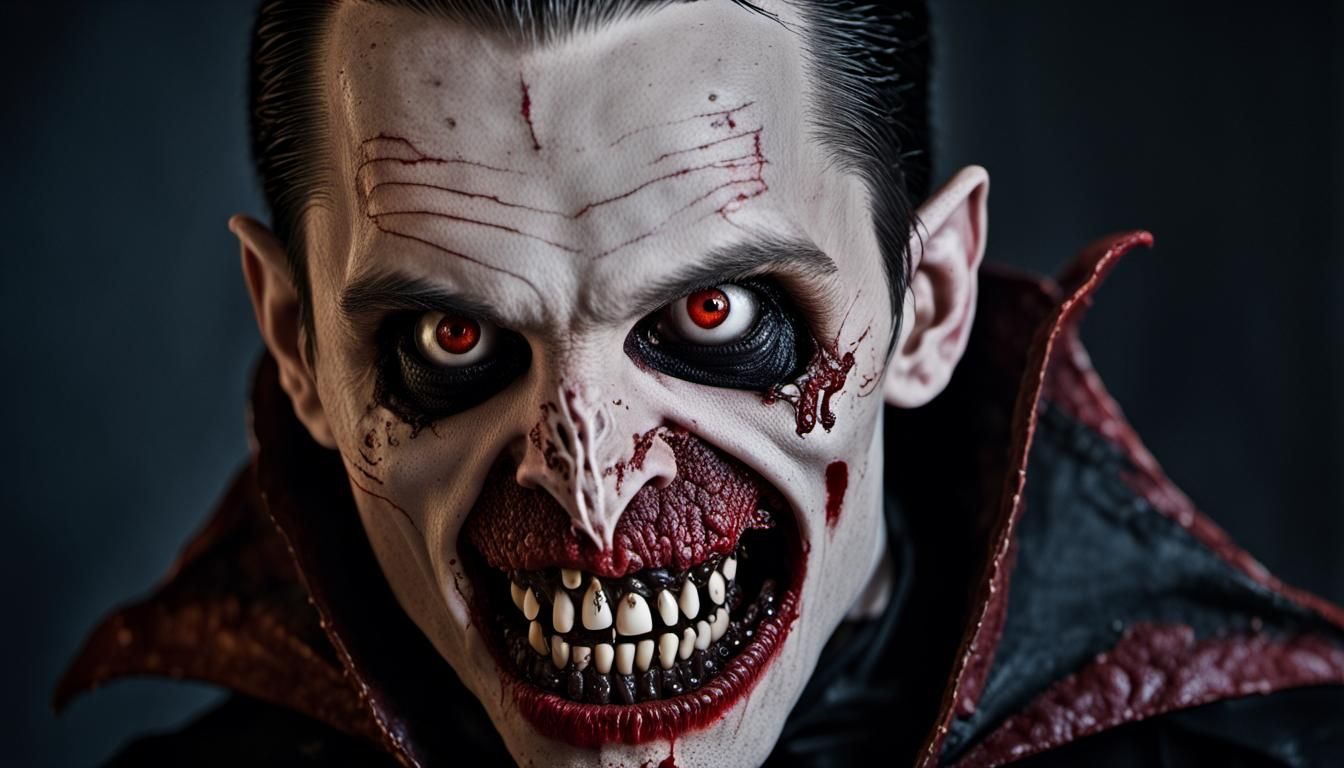 Detailed Skeletal Vampire Portrait in Dark Gothic Style