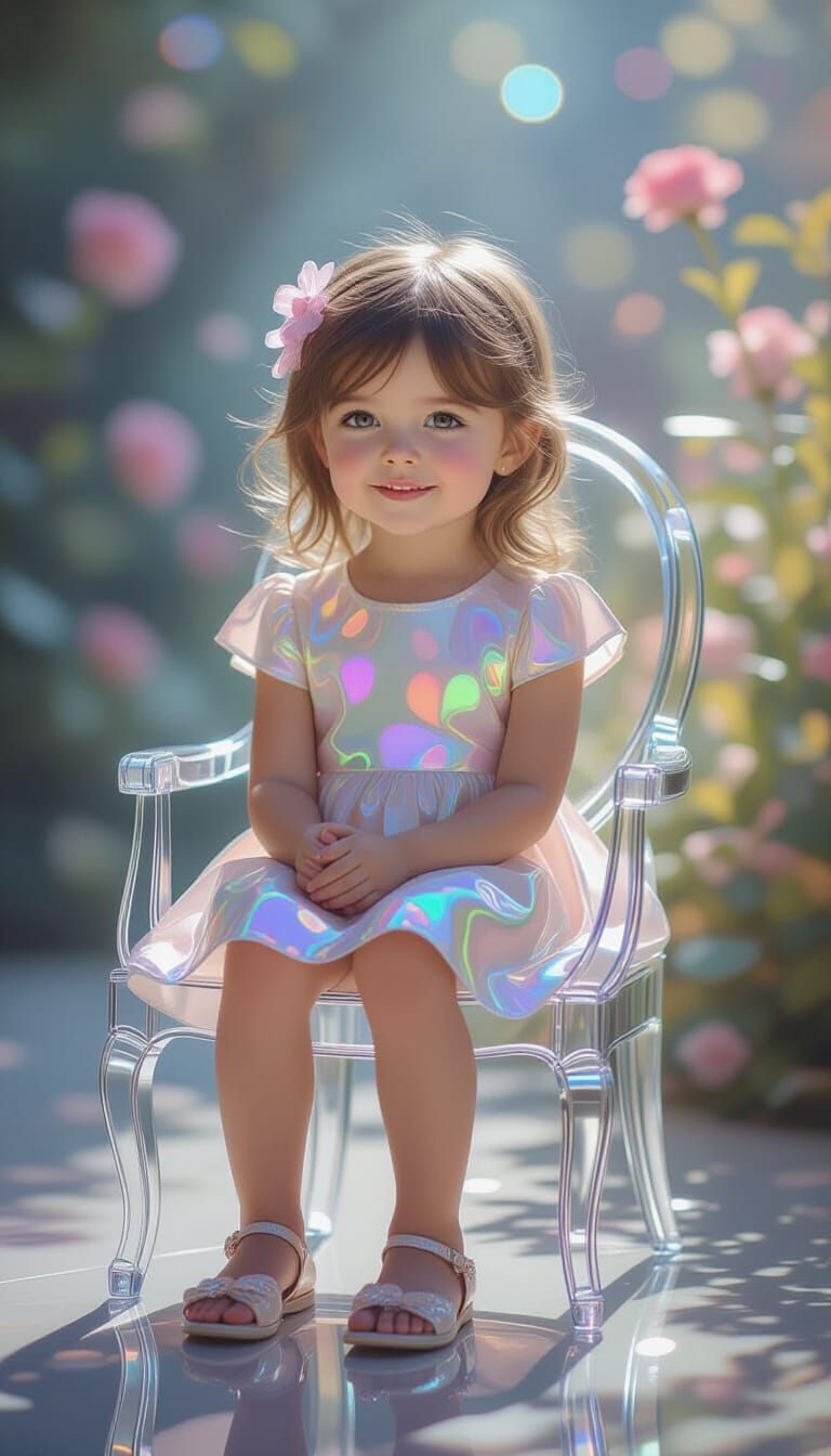 Glass Marble Girl in Dreamy Ethereal Garden