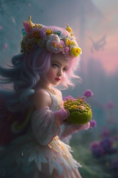 Candy Punk Cupcake Portrait in Digital Art Style