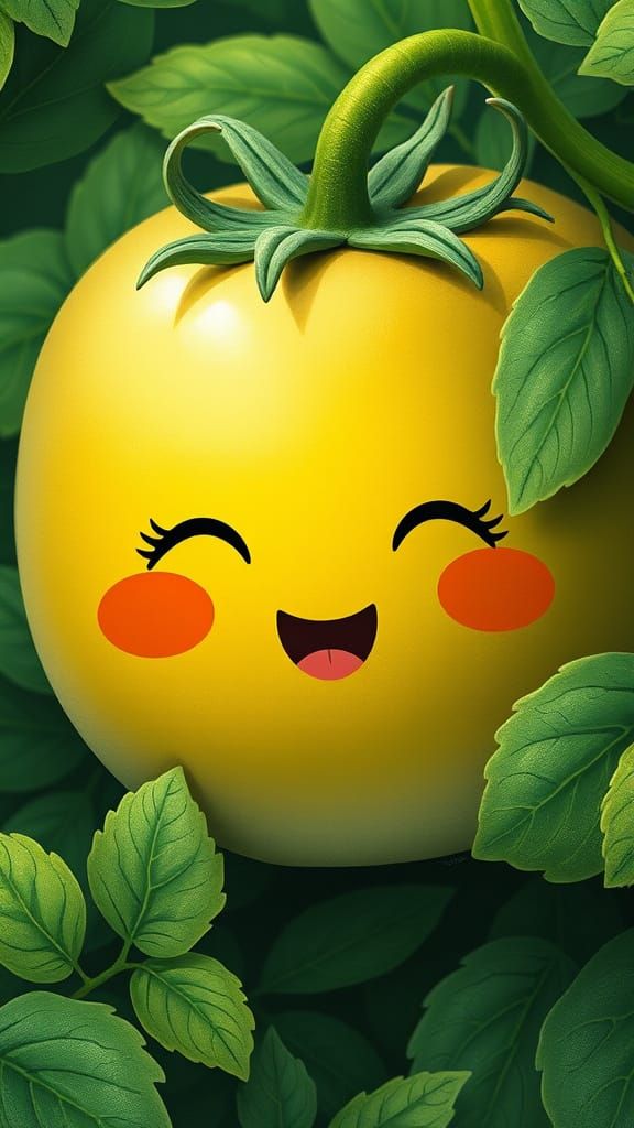 Cute Kawaii Green Tomato Illustration