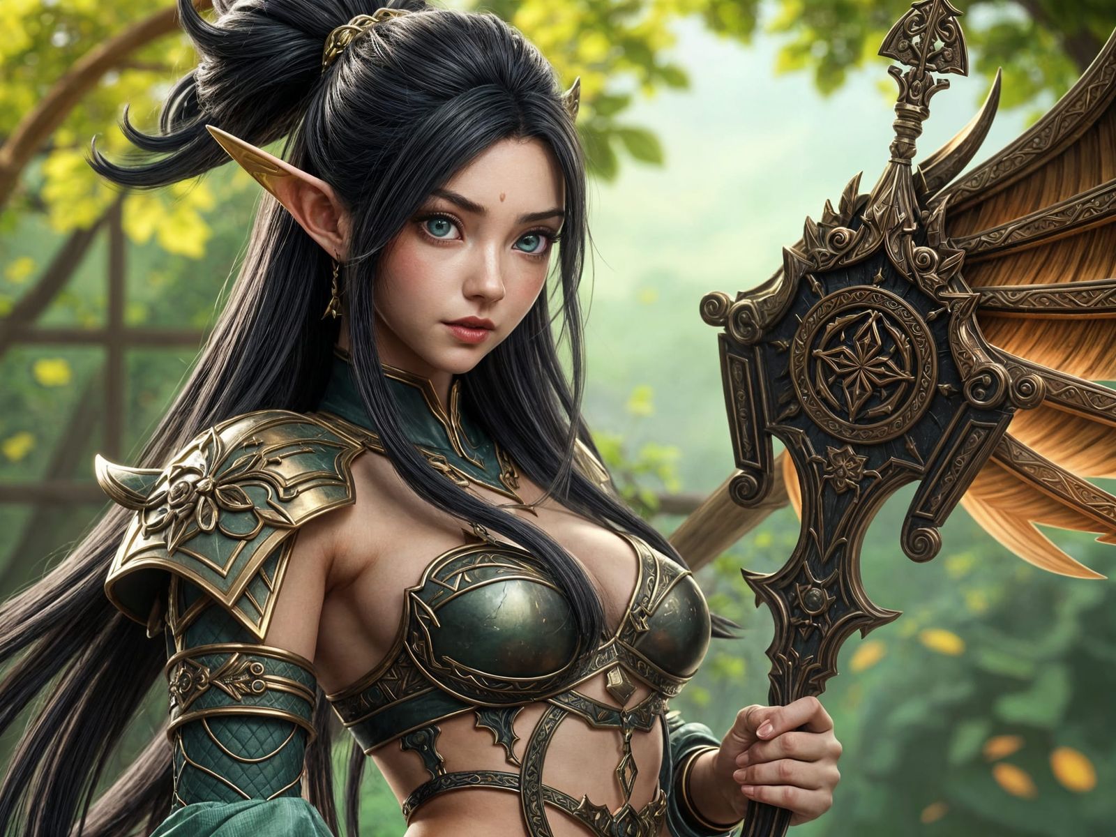 Stunning 3D Elf Warrior Princess in Anime Style