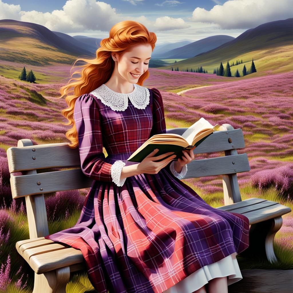Woman Reading in Scottish Highlands Oil Painting
