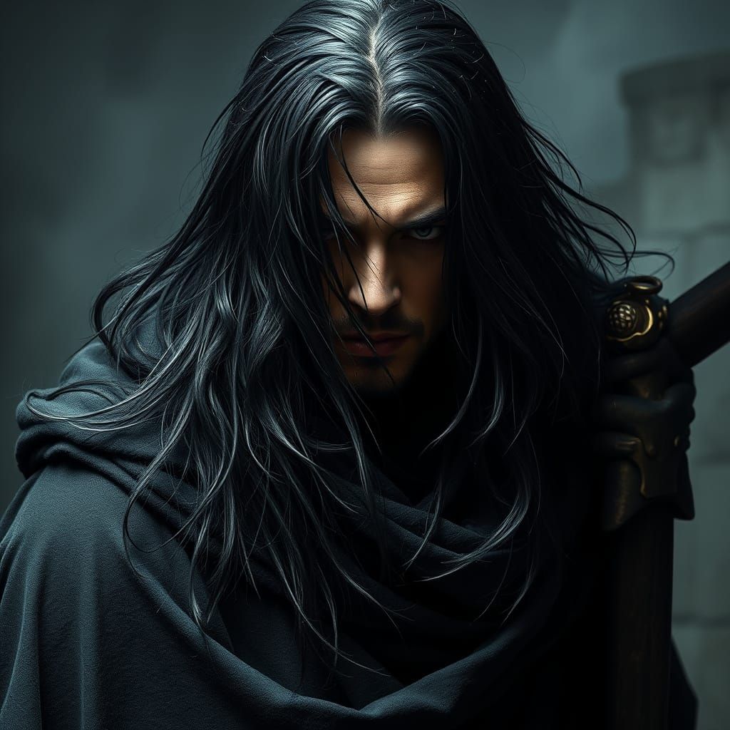 Dark Warrior in Tattered Cloak