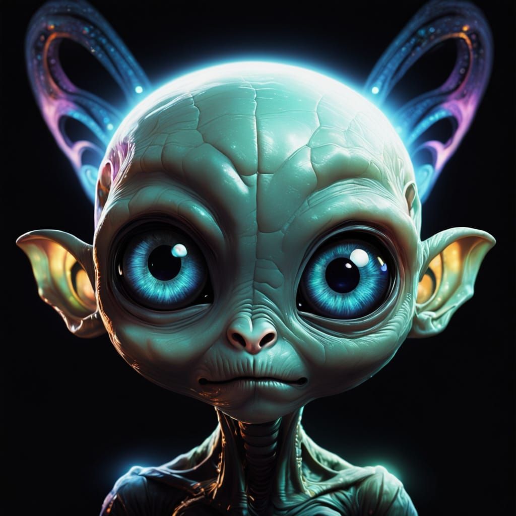 Surreal Alien Baby Portrait in Space