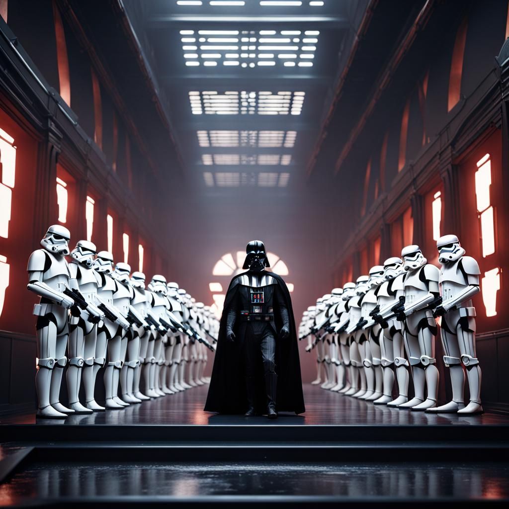 Darth Vader in Hallway: Matte Painting Style