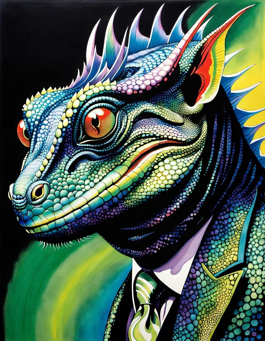 Prince Charles as Iridescent Lizard Man