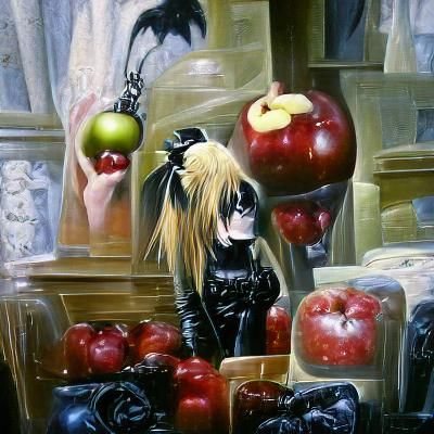 Misa Amane with Gothic Apple, Oil Painting Style