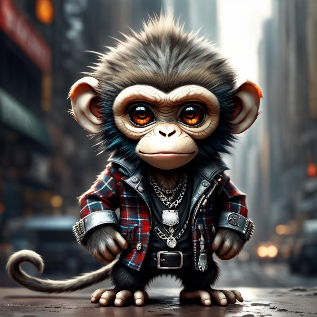 Adorable Punk Monkey in Detailed 3D Render